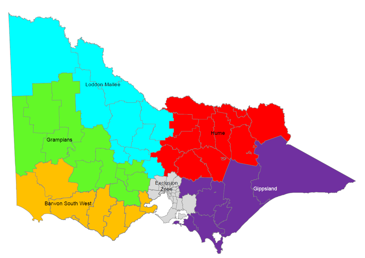 Map showing harvest zones from 2025-2028