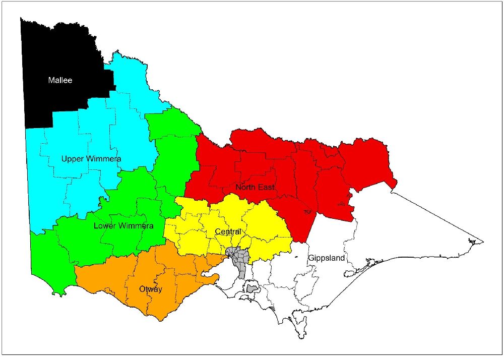 Map of Victorian Kangaroo Harvesting Program zones